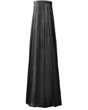 Kargede Linen Maxi Dress – Designer Strapless Gown With Pleated Detail - Black