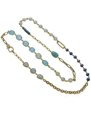 Loni Paul Jewelry Moonstone, Kyanite, Aquamarine & Pearl Necklace - Metallic