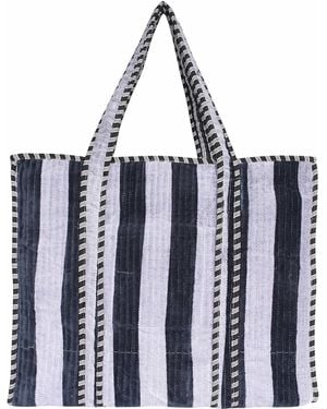 Conscious Yoga Collective The Striped Velvet Tote - Blue