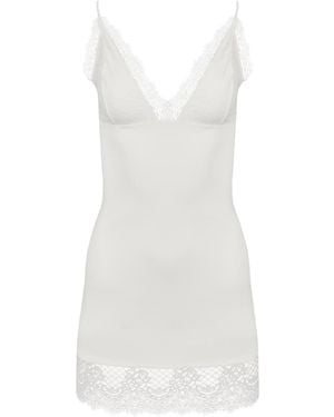 Oh!Zuza Lace Back Viscose Chemise Nightdress - White