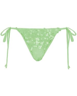 Oceanus Sienna Sequin Embroidery Bikini Bottoms - Green