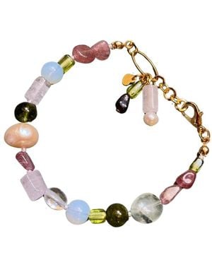 Desert Lobby Mon Ami – Delicate Gemstone & Pearl Bracelet - Metallic