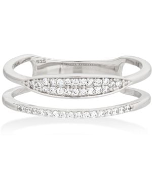 Shabella Nyc Pave Dual Slim Signet - White