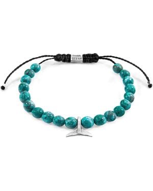 Anchor and Crew Turquoise Macrame Whale Tail Bracelet - Blue
