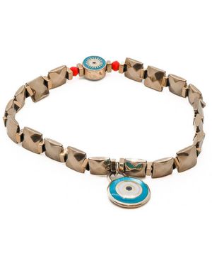 Ebru Jewelry Gold Blue Evil Eye Anklet - Metallic