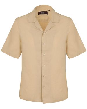 DAVID WEJ Neutrals Hugo Linen Cuban Collar Shirt - Natural
