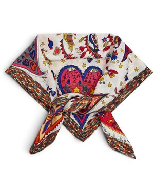 Saachi Mixed Print Oversized Ivory Multi Bandana - Red