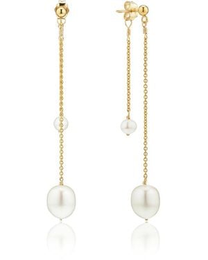 Lily & Roo Layered Large And Small Pearl Earrings - White