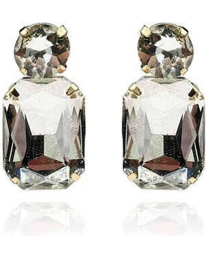 Michael Nash Jewelry Adelle Crystal Octagon And Crystal Round Stone Drop Earrings - Metallic