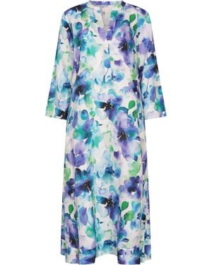 NoLoGo-chic Water Petal Print Kaftan Linen - Blue