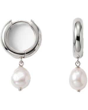 Elk & Bloom Chunky Freshwater Pearl Hoops - White