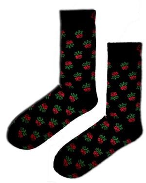 Aloha From Deer Roses Are Forever Socks - Black