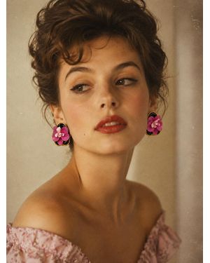 The Pink Reef Kleo Orchid Stud - Brown