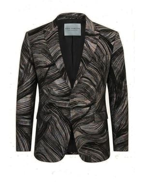 Ron Tomson Cascading Peak Lapel Tuxedo Jacket - Black