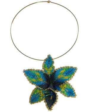 Iliana Arrazola Orchid Choker, And, Glass Beads, Beaded Jewellery - Green
