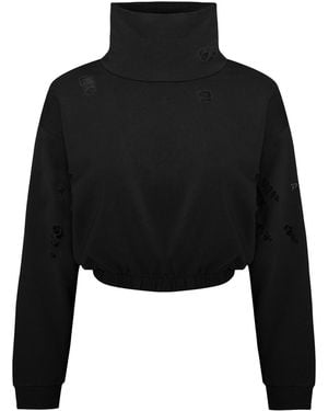 Pcfg Destroyed High Neck Sweat - Black