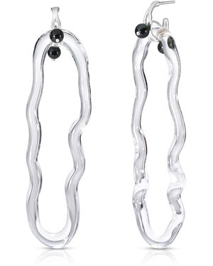 Karen Kriegel Wavy Earrings With Glass Link - White