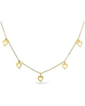 Lutiro Five Dangling Open Hearts Necklace - Metallic