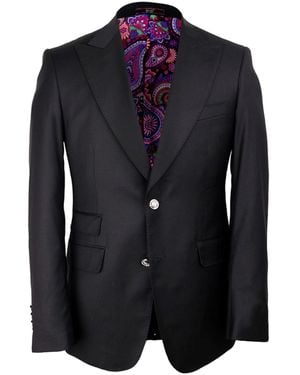 DAVID WEJ Aldo Single Breasted Peak Lapel Blazer – - Blue