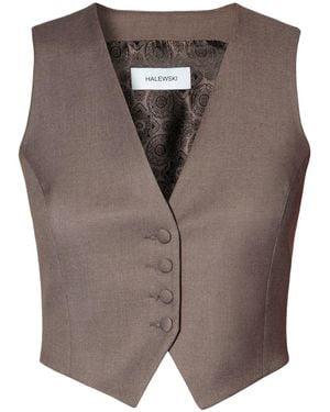 AGGI by HALEWSKI Sylvia Melange Suit Vest - Brown