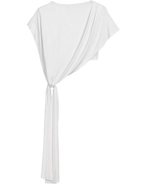 Nocturne Asymmetric Tie-Front Crop Top - White