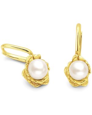 Unaloe Plated Sterling Pearl Drop Earrings – Elegant Dangle Earrings For - Yellow