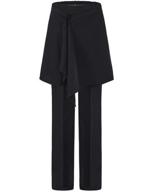 FRONT ROW SHOP Layered Skirt Trousers - Black