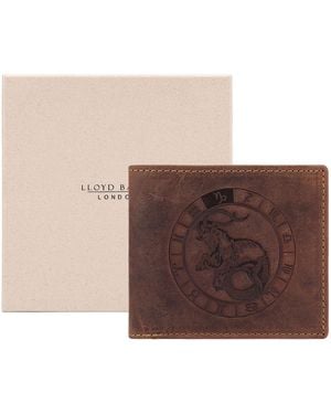 Lloyd Baker Zodiac-Capricorn Distressed Leather Wallet - Brown