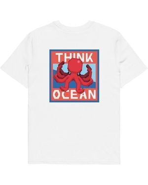 Anchor and Crew Think Ocean Octopus Pixel Art Organic Cotton T-Shirt - White