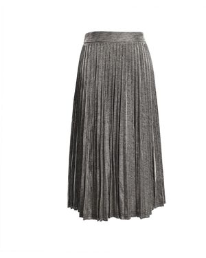 Smart and Joy Knee Length Shiny Pleated Skirt - Grey