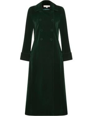 Guinea London Long Velvet Coat - Green
