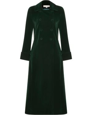 Guinea London Long Velvet Coat - Green