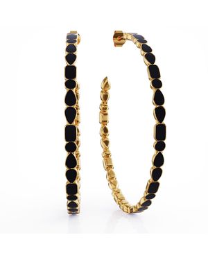Linda Fiore Adeline Vermeil Hoop Earrings Enamel - Metallic