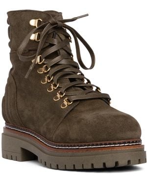 Beautiisoles by Robyn Shreiber Made in Italy Ronnie Khaki Suede Comfortable Work Hiking Snow Bootie - Brown