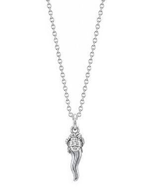 Unaloe Sterling See No Evil Italian Horn Pendant Necklace - Metallic