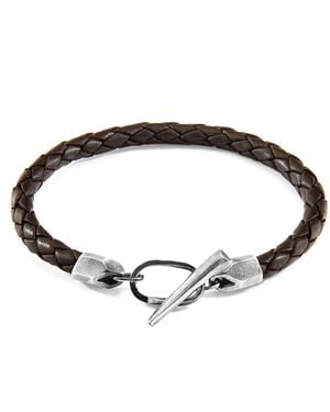 Anchor and Crew Cacao Jura & Braided Leather Bracelet - Brown