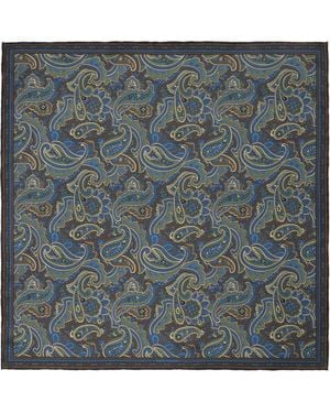 Otway & Orford 'Cypress' Paisley Silk Pocket Square - Blue