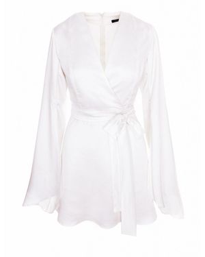 AVENUE No.29 Satin Short Dress With Arm Slit - White