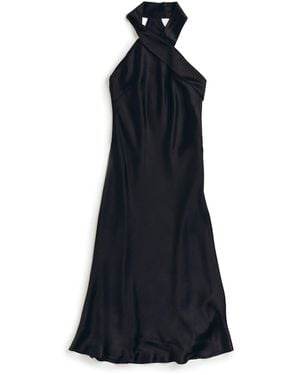 MIONÈ Halter Neck Silk Dress - Blue