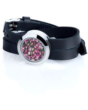 My Little Nature Designer Leather Bracelet With Natural Scottish Heather Blossoms – Floral Jewellery Collection - Blue