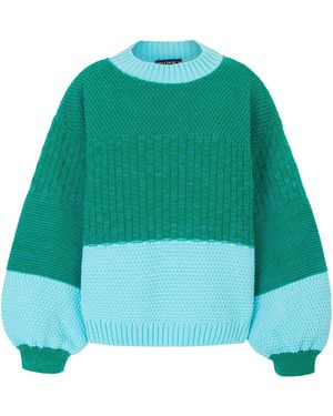 Cara & The Sky Taz Recycled Cotton Mix Two Tone Jumper - Green