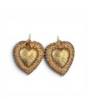 Vstyle Sacred Heart Halo Statement Earrings - Brown