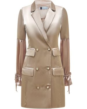 Why Mary Neutrals Double Breasted Coat Dress - Natural