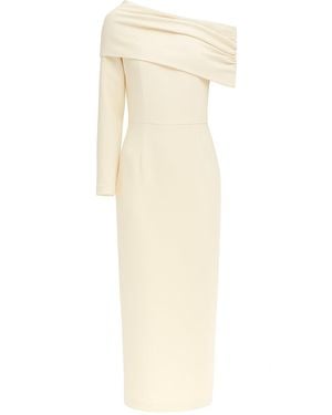Julia Allert Neutrals One Shoulder Cowl-Neck Midi Dress - Natural