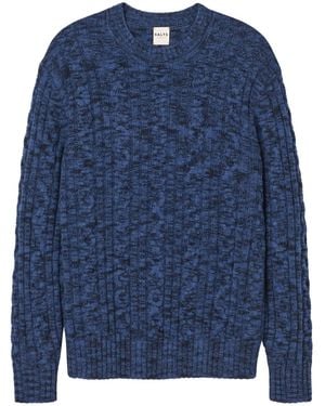 Salts Cashmere Space Dyed Cable Crew Neck Jumper - Blue