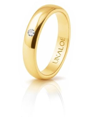 Unaloe Plated Band Ring With Natural Diamond - Metallic
