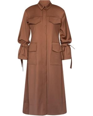 Goreea 'The Lisbon Maxi Shirt Dress With Cargo Pockets - Brown