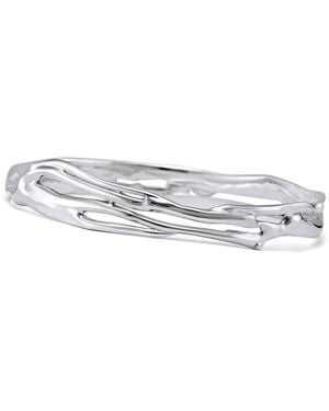 Isla Silver Elegant Organic Sterling Bangle - White