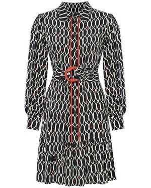 Exquise Regular Geometric Patterned Satin Mini Dress - White