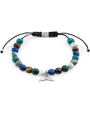 Anchor and Crew Multi-Gem Whale Macrame Bracelet Recycled - Blue
